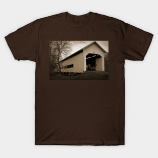 Oregon Covered Bridge In Sepia T-Shirt